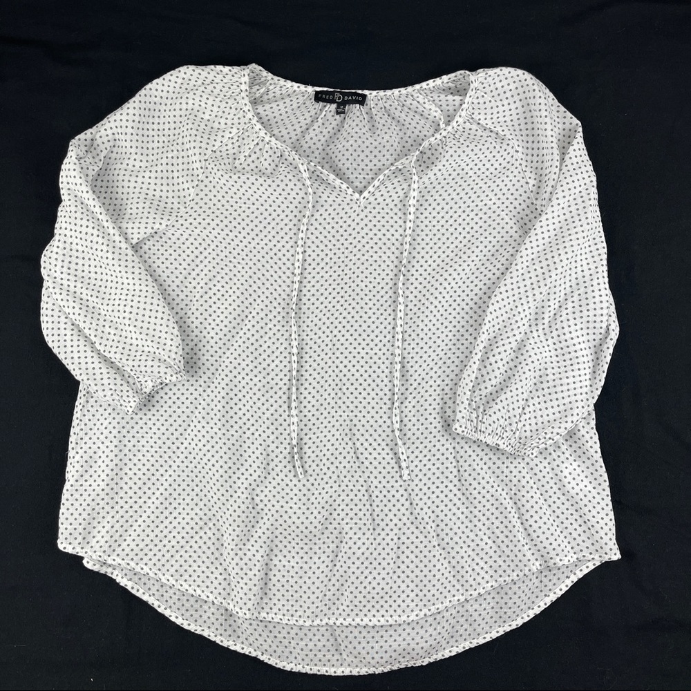 Fred David Blouse Womens Medium White Long Sleeve Lightweight